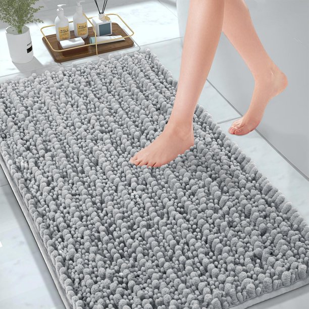 Nefoso Bathroom Rugs, 17"x24" Chenille Bath Mat Absorbent and Non Slip