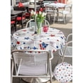 thumbnail image 5 of Outdoor Tablecloth with Umbrella Hole for Patio/Picnic/Party/Camping, Independence Day Waterproof Table Cloth Round Cover Washable, Red Blue Star Firework Wooden Grain (Dia 54"), 5 of 8