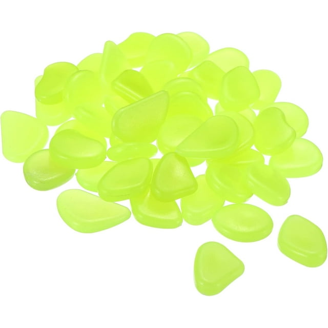 MECCANIXITY 200pcs Glow Rocks 20-30mm Glow Pebbles Decoration in The Dark Luminous Stones Decor DIY Decorative Yellow for Garden, Potted Plant, Fish Tank