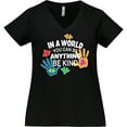 thumbnail image 3 of Inktastic In a World You Can Be Anything Be Kind Autism Awareness Women's Plus Size V-Neck T-Shirt, 3 of 5