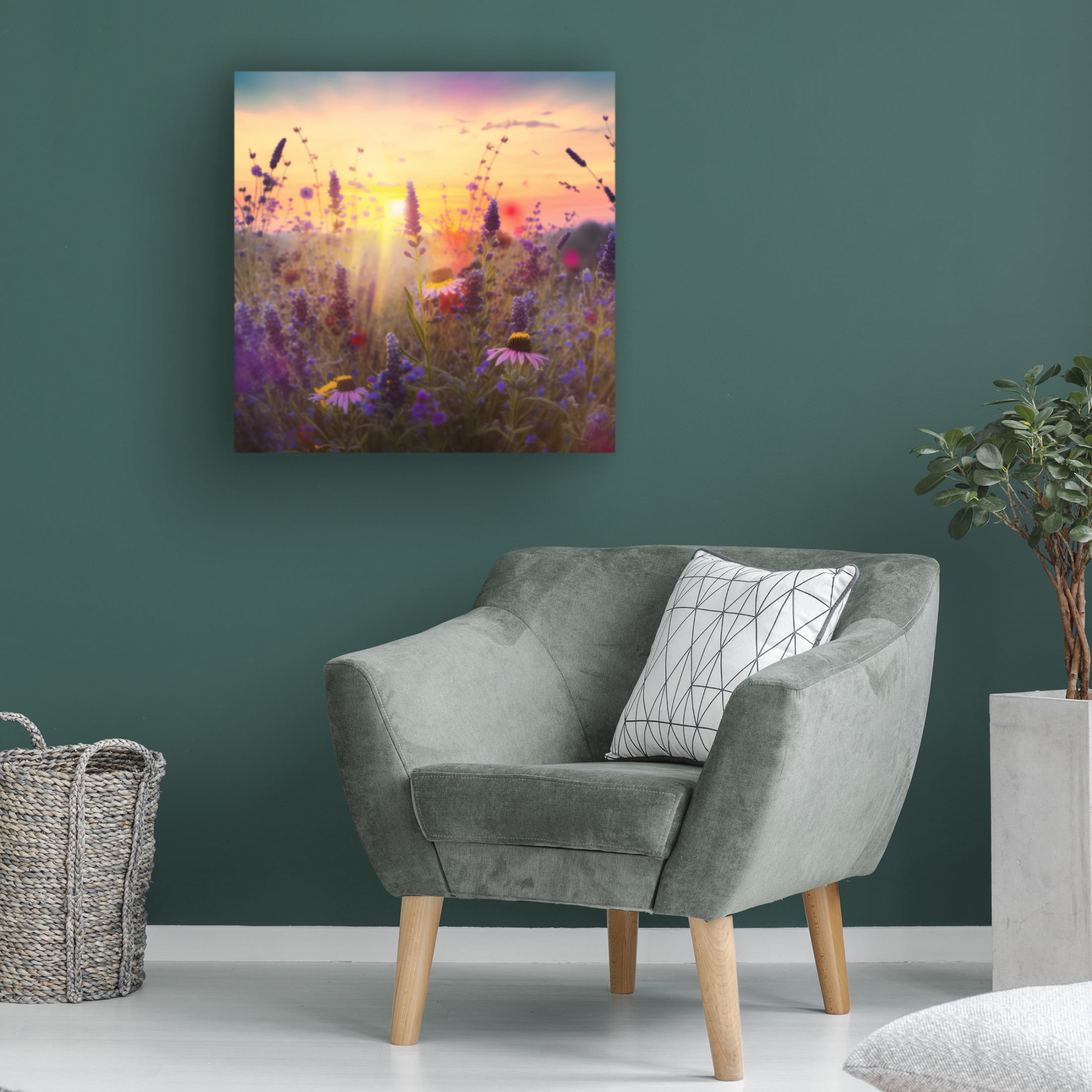 Canvas Wall Art - Ray Heere 'Flowering Fields 3' Wall Art for Living Room, Bedroom, or Office Décor by Trademark Fine Art - 24 x 24 Inches