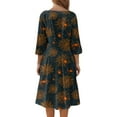 thumbnail image 5 of FrzhBrz Halloween Dresses for Women 3/4 Sleeve A-Line Midi Dress Non Spooky Cute Halloween Printed Outfits Swing Dresses, 5 of 5