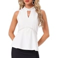 thumbnail image 1 of INSPIRAR CHIC Blusas de Peplum sin Mangas con Cuello Halter y Abertura de Perlas XL Blanca, 1 of 5