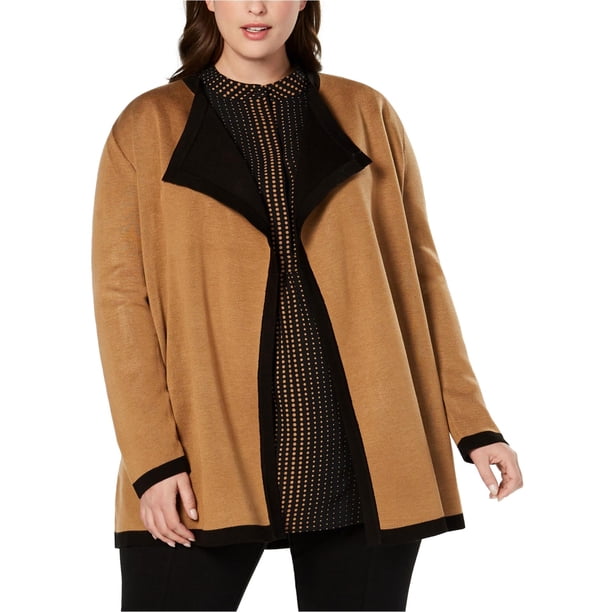 Suéter Cardigan drapeado Anne Klein Colorblock para mujer Beige 0X