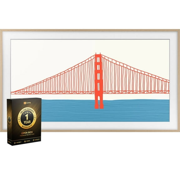 Open Box Samsung VG-SCFA43TKBZA 43" The Frame Customizable Bezel Modern Teak with 1 Year CPS Premium Warranty Pack