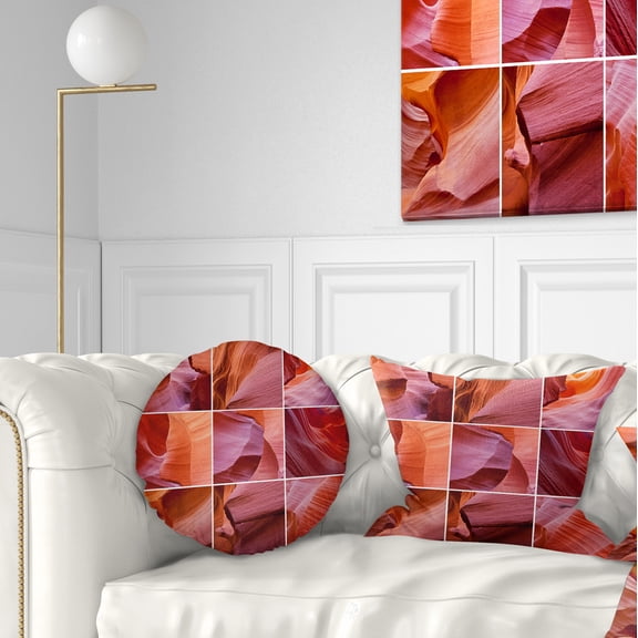 Designart Antelope Canyon Collage - Landscape Photo Throw Pillow - 12x20