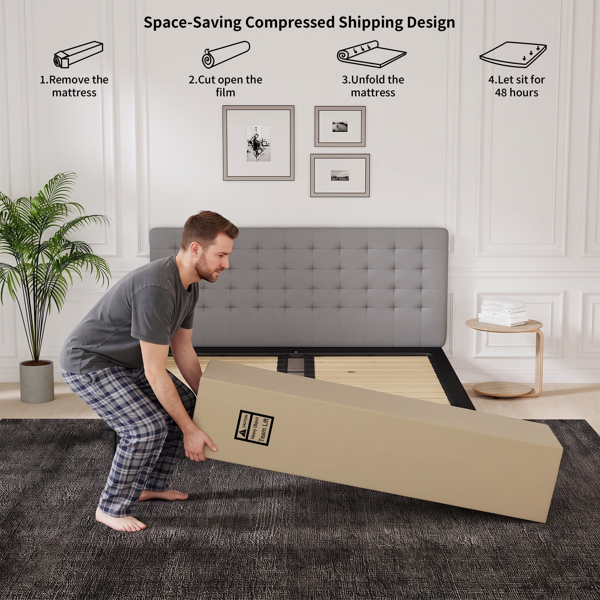 lemontalking 14 inch Pocket Springs Gel Memory Foam, Hybrid Mattresses in a Box,King Mattress