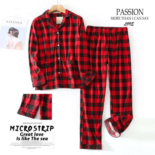 Conjunto de Pijama de franela de punto para mujer, pantalones largos de manga larga, ropa de dormir cálida para Otoño e Invierno
