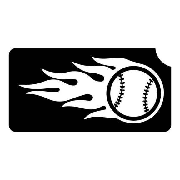 Art Factory Glitter Tattoo Stencil - Baseball with Flame (5/pack), Temporary Tattoo Template for Kids Adults, Face Paint Stencil Body Art Stencil, Stencil for Face Painting, Party,3.3'' x 1.75''