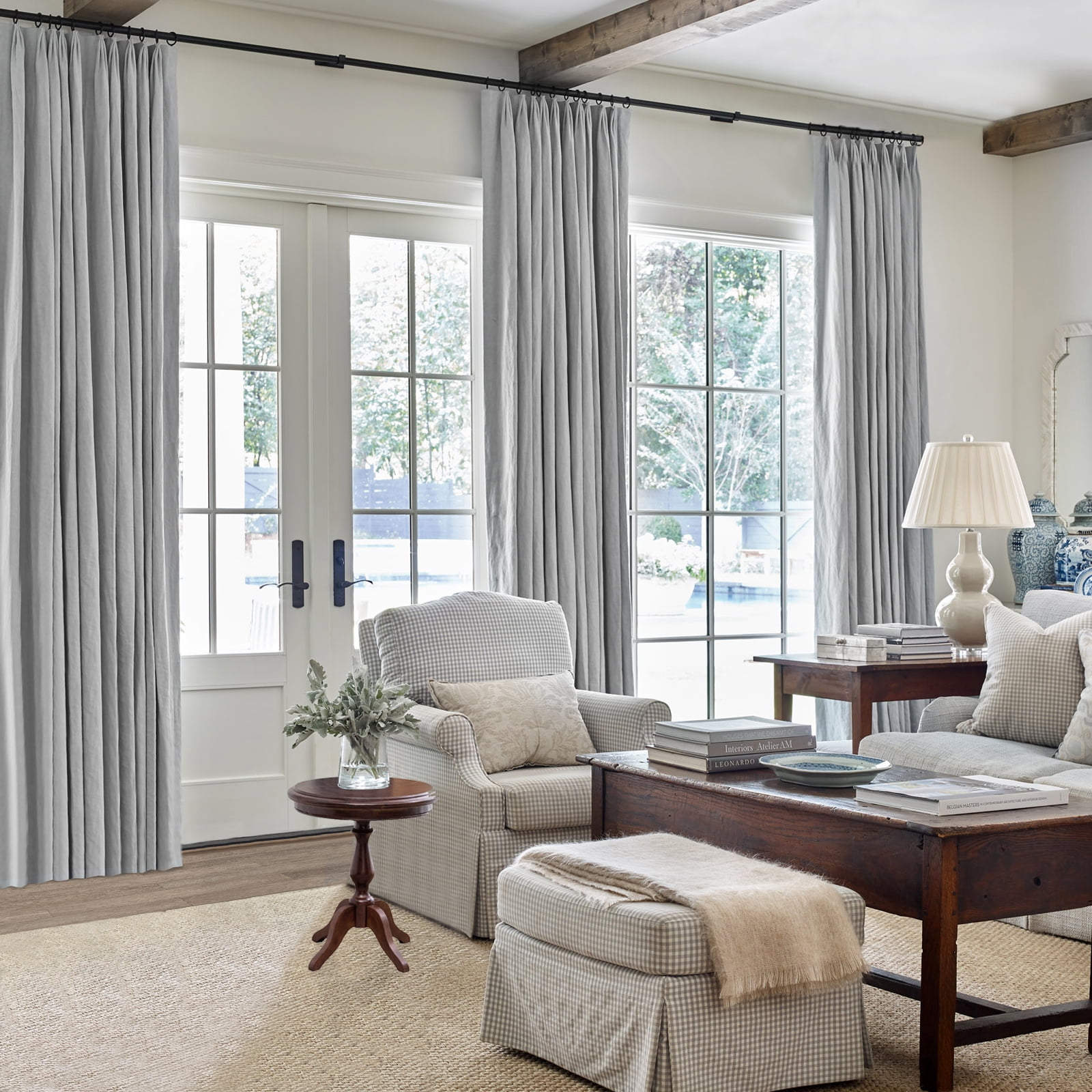 Blackout Curtains 2 Panels Set, Linen Textured Blackout Drapes, Thermal Insulated Curtains for Bedroom Living Room, W50" X L96" Grey