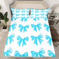 thumbnail image 2 of Manfei Teens Children Cartoon Ribbon Bowtie 4 Pieces Queen Sheet Sets,Blue White Bow Ultra Soft Flat Sheet,Kawaii Bowknot Queen Fitted Sheet,Ultra Soft Home Decor, 2 of 7