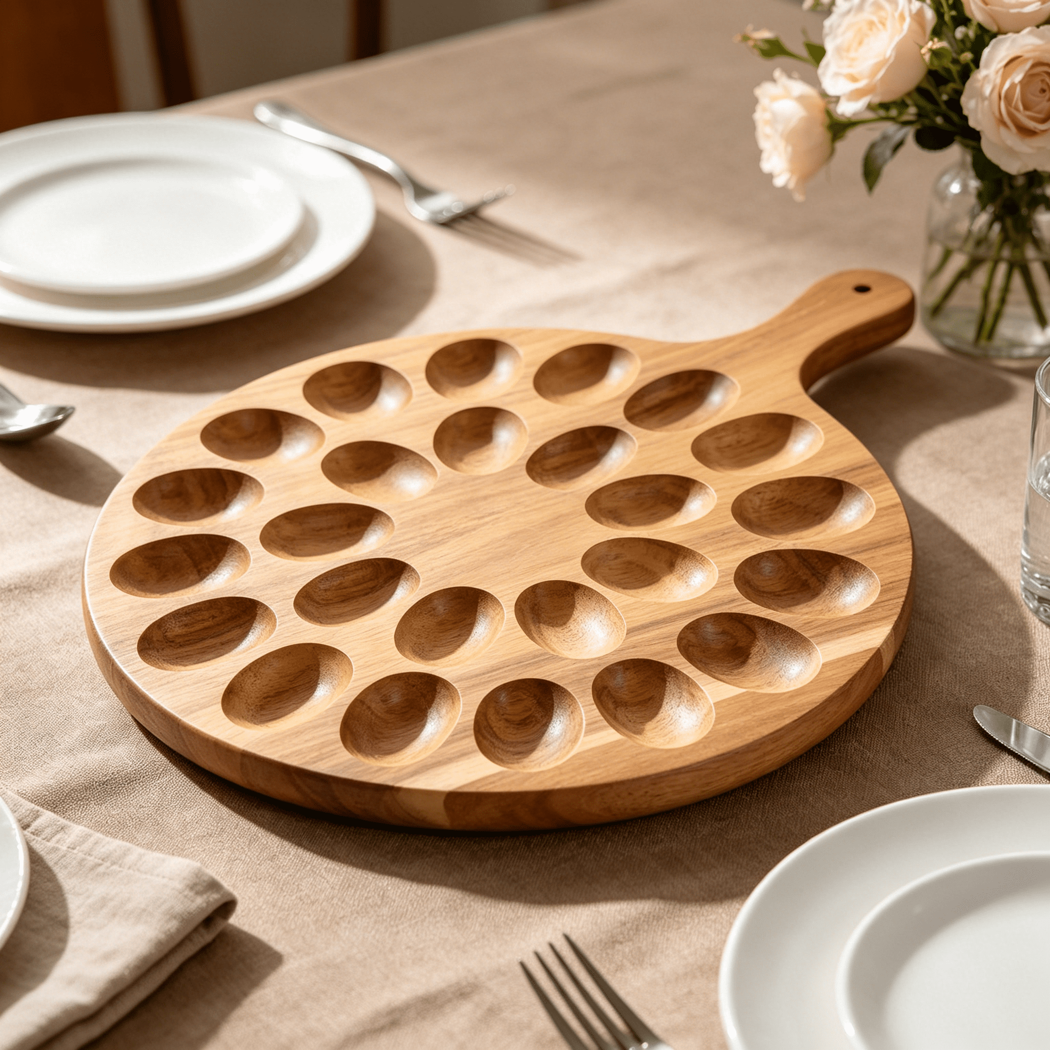 ACDANC 2026 New 1Set Brown Acacia Wood Rectangular Deviled Egg Platter Tray for Hotels for Home,Restaurant,Cafe,Party