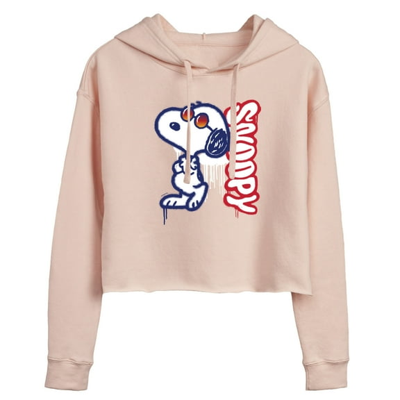 Peanuts - Graffiti Snoopy - Juniors Cropped Pullover Hoodie