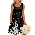 thumbnail image 3 of LTTVQM Girls Dress Spring Sleeveless Sundresses Comfy Floral Graphic Tank Dresses Trendy Crew Neck Cover Up Dresses with Pockets Black 12-13, 3 of 7