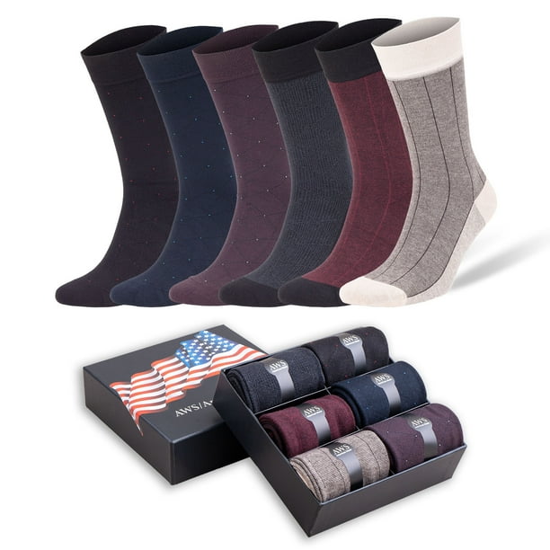 Bamboo Dress Socks for Men 6 Pairs with Gift Box Size 811.5 Style 3
