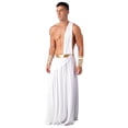thumbnail image 3 of Aiihoo Mens Ancient Greek Long Skirt with Wristbands One Shoulder Strap Roman Toga White M, 3 of 5