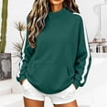thumbnail image 2 of MSJUHEG Mock Neck Pullover Sweatshirt for Women, Oversized Long Sleeve Top with Side Striped Accent, Kangaroo Pocket, Relaxed Silhouette for Home Relaxation and Short Trips A2 Blackish Green L, 2 of 6