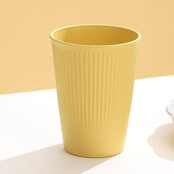 Zhuge Vasos de paja de trigo irrompibles, juego de 4 vasos de plástico reutilizables, vasos para beber agua para cocina, camping, fiestas, amarillo