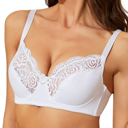 

CAICJ98 Lingerie for Women Women s Summer Comfortable Half Panel Lace Large Adjustable Steel Ring Bra Full Support Sports Bras for (White 34)