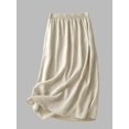 thumbnail image 3 of Women Minimalist Vintage Solid Soft Elastic Waist Pull-on Opaque Non-Sheer Flowy A-Line Midi Skirt Natural XXL, 3 of 6