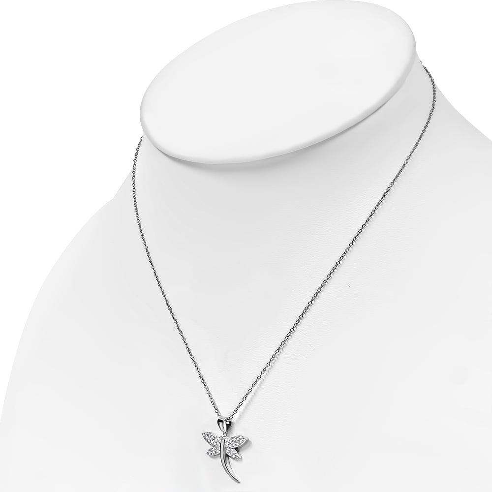 925 Sterling Silver Butterfly Dragonfly Pendant Necklace