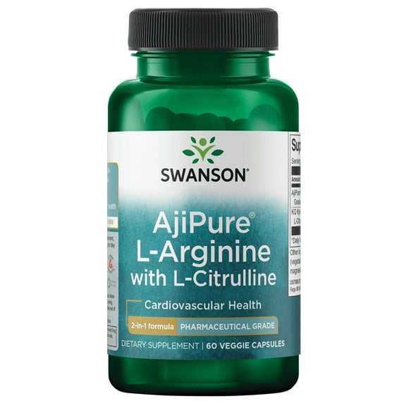 Swanson Ajipure L-arginine with L-citrulline - Pharmaceutical Grade 60 Veggie Capsules