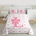 thumbnail image 2 of Homewish Initial Alphabet L Girl 2pcs Bedding Comforter Set,Kawaii Pink Bowtie Twin Comforter Sets,Dreamy Princess Breathable Bedding Set,Super Cozy Room Decor,Reversible, 2 of 8