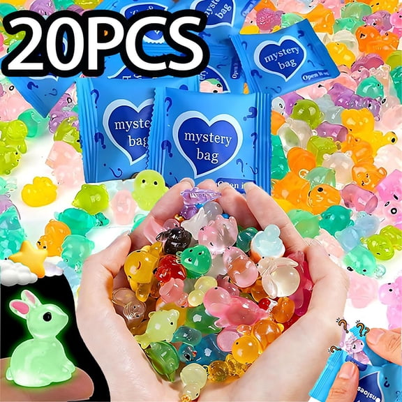 20pcs mini luminous animal resin model surprise blind box package is used to decorate fairy garden aquarium landscape bonsai toy house birthday party gifts, DIY crafts, ornaments.