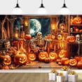 thumbnail image 5 of 7 x 5 ft Halloween Backdrop Pumpkin Haunted House Witches Cottage Photography Background Vintage Room Autumn Halloween Themed Party Decorations Photo Booth Banner, 5 of 5