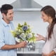 thumbnail image 1 of Ramo de peonías artificiales | Rosas de tela azules, blancas y amarillas | Juego de 4 ramos con flores grandes y capullos | Decoración de 30 cm para jarrones, centros de mesa, bodas y oficinas, 1 of 6