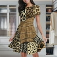 thumbnail image 2 of Animal Print Patchwork Textile Women's Classic Swing Skater Dress Casual Work Party Cocktail Dresses, 2 of 6
