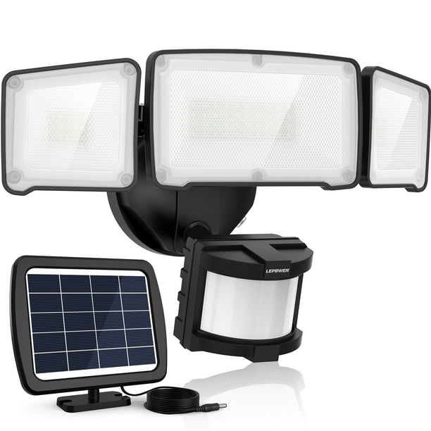 LEPOWER LED Solar Security Lights, Motion Sensor Light, 1600LM, 5500K, IP65 Waterproof, 3