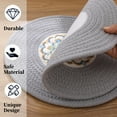 thumbnail image 5 of Placemats Set of 4, Yamaziot 12" Round Placemats Heat Resistant Braid Place Mat, Fabric Woven Washable Dining Table Mats, Mandala Floral Grey, 5 of 7