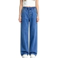 thumbnail image 3 of PureCasa Children's Pants for 2-14 Years Girls Solid Color Elastic Waist Straight Leg Jeans Loose Pull On Denim Pants with Pockets, 3 of 6
