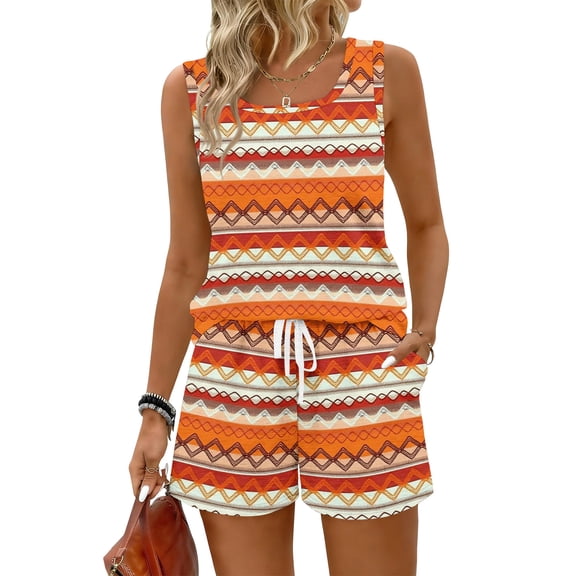 Sewkxo Two Piece Sets for Women Summer Lounge Short Sets Tank Square Neck Sleeveless Beach Suit With Pocket,Yellow 3XL