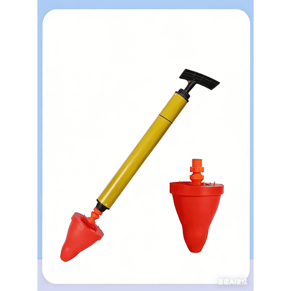 High Pressure Toilet Plunger, 24.4 x 3.9 in Pipeline Dredger, Powerful Air Drain Unclogger for Bathtub, Toilet & Sink, Heavy-Duty Clog Remover Tool, Yellow Red