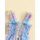 thumbnail image 3 of Vestido de princesa para bebé niña Vestido de volantes con estampado de estrellas Vestido de princesa con tul de colores, 3 of 4