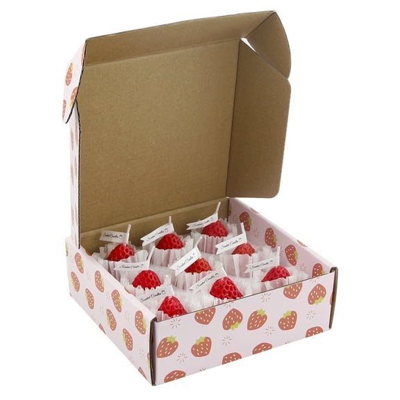 Valentine's Day Decor Mini Strawberry Scented Candles, 9PCS Romantic Shaped Decorative Candles For Valentine's Day Gifts for Men Women & Table Decor