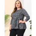 thumbnail image 3 of Blude talgrande pamujer con pade gallo, blusas de trabajo informales paoficina, top peplum gris XL, 3 of 5
