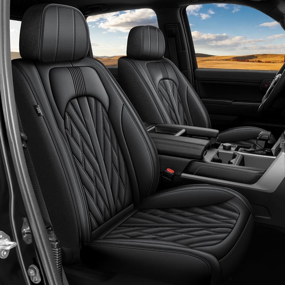 Custom Fit for 2007-2018 Chevrolet Silverado GMC Sierra 1500 2500HD 3500HD Trail Boss Z71 Crew Double Extended Cab 5-Seats Custom Leather Truck Seat Covers Full Set Waterproof Leather Protectors