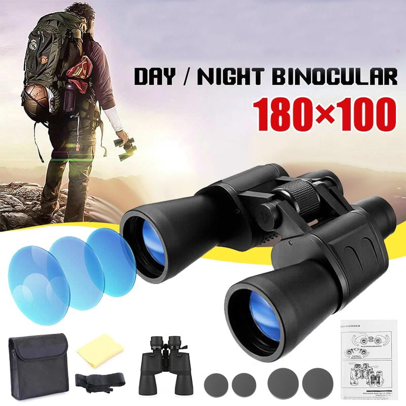 180 x 100 Zoom Day Night Vision Outdoor Travel Binoculars Hunting Telescope+Case 