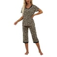 thumbnail image 4 of MINTREUS Women's Pajama Sets Short Sleeve Shirt and Capri Soft Pajama Sets with Pockets S-4XL, 4 of 6