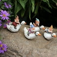 thumbnail image 6 of 4Pack Garden Decoration Resin Gnome Riding Duck Ornament Outdoor Sculpture Creative Miniature Pond Ornament, 6 of 10