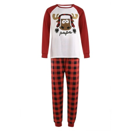 

LisenraIn Family Parent-child Pajamas Christmas Top Elastic Plaid Trousers