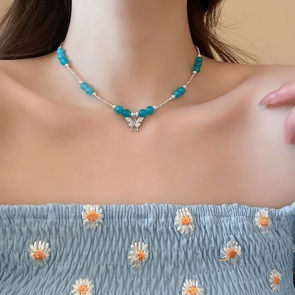 Turquoise Necklace, Boho Long Beaded Necklace with Vintage Ethnic Bohemian Turquoise Pendant - Statement Western Jewelry Gifts for Women