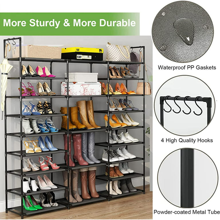 Kayfia 9 Tiers Shoe Rack Shoe Organizer Storage with Non-Woven
