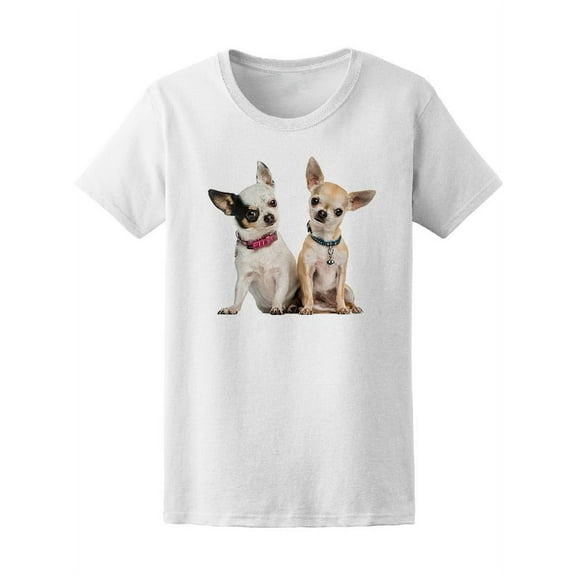 Front View Two Chihuahua Dogs T-Shirt Women -Image by Shutterstock, Female Medium