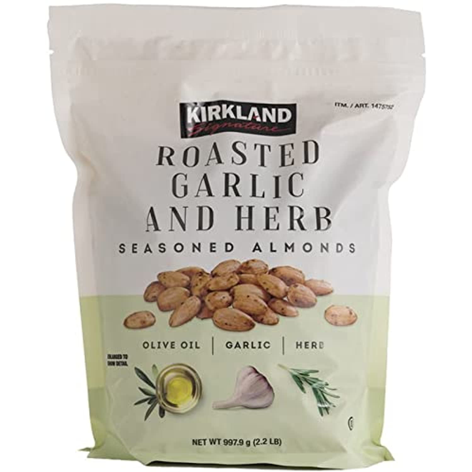 Kirkland Signature Roasted Garlic and Herb Seasoned Almonds 2.2 Lbs