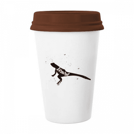 

Lizard Black And White Animal Mug Coffee Drinking Glass Pottery Cerac Cup Lid
