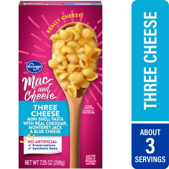 Kroger Three Cheese Shells Macaroni and Cheese 7.25 oz - Pack of 1